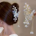 Large Butterfly Hair Claw Clips Gold Flower Lily of The Valley Violet Hair Claw Clips with Tassel Metal Pearl Nonslip Clamps Hair Styling Accessories for Thick Long Hair Women. 