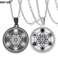 Metatron Cube Necklace Sacred Geometry Seals Of Archangel Angel Sigil Pendant Stainless Steel Occult Amulet Solomon Necklace.