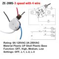 NAMUNY 2 PCS Fan Light Switch ZE-208S 3 Speed 4 Wire Ceiling Fan Switch Replacement Part Speed ControlPull Chain Switch Bronze. 