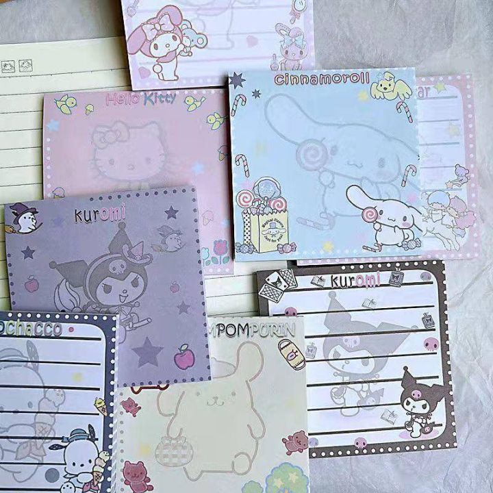 Sanrio mymelody Kuromi Cinnamoroll Sticky Stationery Notepad Posted it Office bookmark Sticky notes kawaii design Stickers in notebook Memo pad kids gift