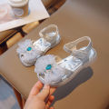 Kids princess sandals 2024 summer new baby ISA girls fashion bow soft soled anti slip beach shoes. 