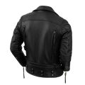 Motorcycle Cowhide Genuine Leather Jacket Men Slim Stone Milled Retro Jacket Calfskin Leather Coat Men Moto Biker Riding Clothes. 