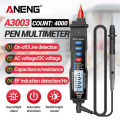 ANENG A3003 Multimeter Pen Type Meter 4000 Counts Non Contact Black.