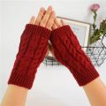 New Fashion Women Ladies Fingerless Gloves Winter Warm Knitted Stretch Thumbhole Arm Warmers Mittens Black Red Gray. 