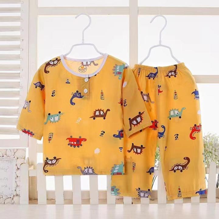 Custom Cartoon Printing Kids Sleepwear Summer Children Pajamas Wholesale 2 Piece 100% Cotton Kids Pyjamas Set for Boy and Girl