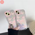 Fashion Art Romantic Pink Butterfly Creative Bracelet Casing Compatible for IPhone 7Plus 11 15 12 13 14 Pro Max XR 15 7 8 Plus X XS Max Luxury Make Up Mirror Soft Phone Case. 