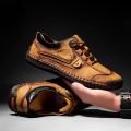 Split Leather Men Shoes Hand Sewing Man Casual Shoes Welt Stitching Loafers Flats Male Leisure Shoe Big Size 39-48. 