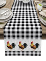 Party decoration, cotton sub farm rooster black and white plaid tablecloth, christmas dinner tablecloth, wedding linen tablecloth.