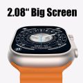 S8 Ultra Max Smart Watch 2.08 inch Display Bluetooth Calling Watch IP67 Waterproof Wireless Charging Bluetooth 5.1 280mAh Battery Titanium Alloy Frame Smart Watch for Men and Women.