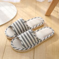 2024 Summer New Striped Slippers Casual Soft Non-Slip Foam Bottom Indoor Flip Flops Couple Linen Home Shoes. 