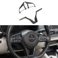 Carbon Fiber Steering Wheel Decoration Cover Frame Trim for Nissan Rogue Altima Sentra Kicks LEAF Versa Accessories.