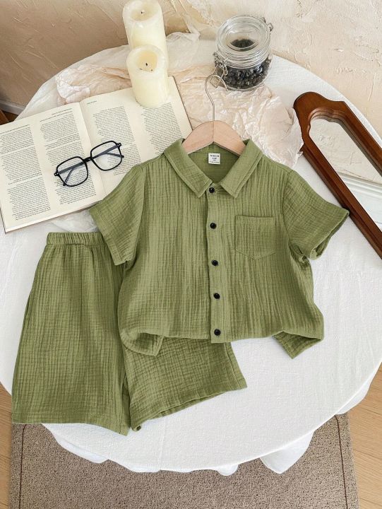 Children%E2%80%99s%20Young%20Boy%20Toddlers%20Comfortable%20Clothes%20Button%20Front%20Shirt%20&%20Shorts%20for%20Kids%20-%20Image%205
