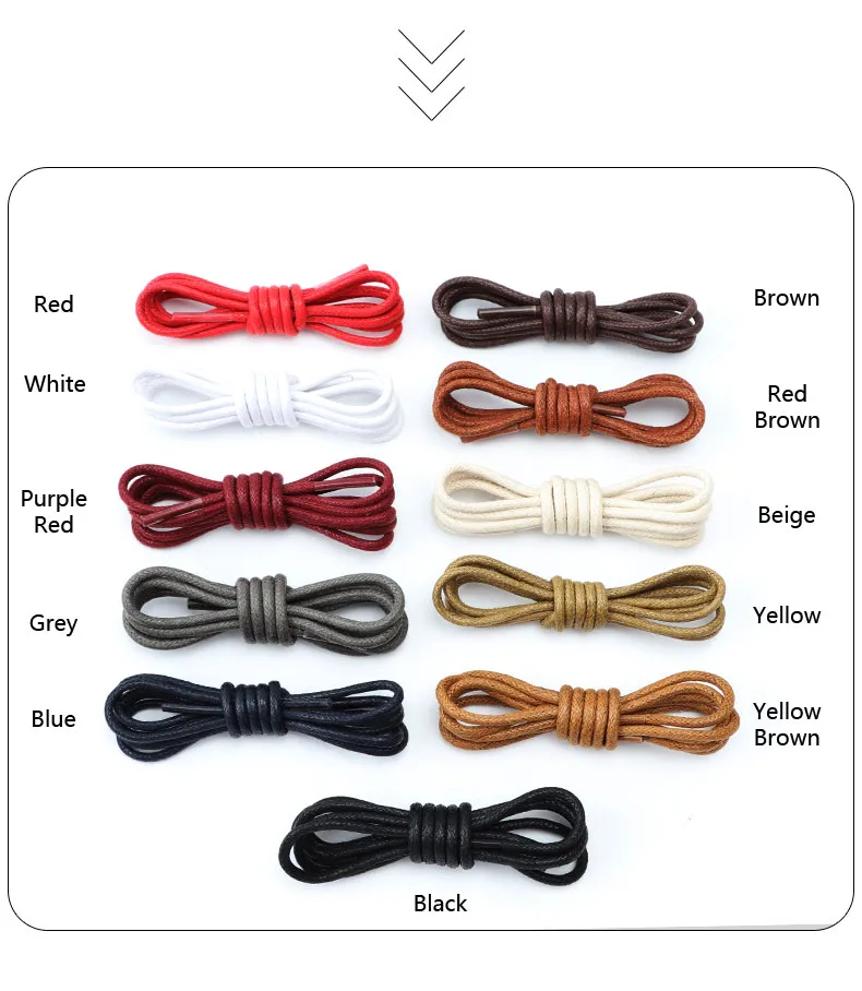 LSGS 1Pair Cotton Waxed Shoelaces Round Oxford Shoe laces Boots