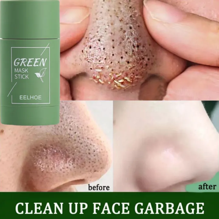 Green Tea Mask Stick Remove Blackhead Acne Dark Spot Face Deep Clean Purifying Clay Shrink Pore Oil Control Fine Korean SkinCare BruberryBeE