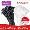 100 PCS 6 Inch Cable Ties (4*150mm) Zip Wraps Strap Nylon Fastening Ring Loop Wire industrial Cable Tie.