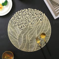 Sea Flower Placemat | Round PVC Dining Mat | Heat-Resistant Table Pad | Non-Slip Table Protector  15 Inch Woven Plastic Table Mats | | Elegant Wedding Tableware | Festival Dining Table Mat | Luxury Gold Table Decor |  Model PM 1007 by Pizeon Luxury Linens. 