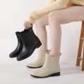Women Shoes Chelsea Rain Boots Ladies Slip-on Short Tube Fashion Outdoor Rubber Waterproof Shoes Ankle Boots New Garden Galoshes. 