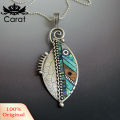 Carat Vintage Women Serrated Leaf Pendant Ball Chain Necklace Hook Earrings Jewelry. 