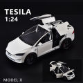 Scale 1/24 Tesla Model X with Charging Pile Metal Cars Toys Diecast Alloy Car Model Gift for Boys Children Kids Toy Vehicles. 