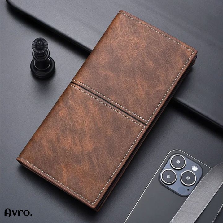 Avro Premium Men's High Quality Long Wallet For Men Soft PU Leather Long Money Bag For Men Elegant And Comfortable Stylish Export Quality Moneybag For Man PU Leather Long Wallet Fashion Vintage Wallet Casual Male Wallet Multi-Card Slot Long Purse For Man