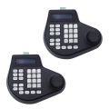 2X Mini 3D Coaxial CCTV Keyboard Controller Joystick (EU Plug).