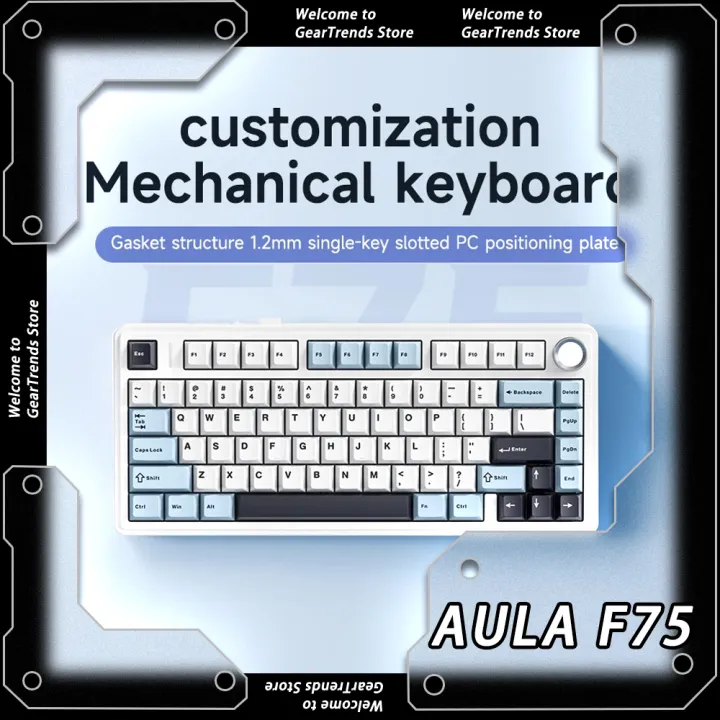 AULA F75 2.4G bezprzewodowa mechaniczna klawiatura do gier Bluetooth RGB dostosowana 75% profil OEM struktura uszczelki klawiatura do gier komputerowych