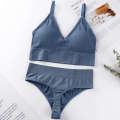 French for women with no steel ring gathered bra, thin and sexy back, triangular cup sports bra two-piece set.