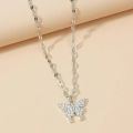 Butterfly Shaped Zircon Necklace 01 pcs Set-   Chain and Locket for Women Elegant Simple Pendant Chain Choker Korean Fashion Wedding Party Jewelry Girls model 5252. 