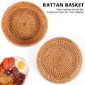 Handmade Autumn Rattan Weaving Round Storage Basket Fruit Dish Rattan Bread Basket for Kitchen Food Picnic Bread Mini Container. 