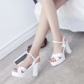 Trendy Girl Korean Fashion Wedge Sandals, Ladies Fish Mouth Platform High Heels Wedges Sandals Buckle Slope Sandals. 