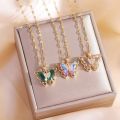 Exquisite Small Butterfly Pendant Necklace for Women Unique Design Light Luxury Zircon Insect Necklace Girl Party Jewelry.