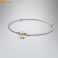 Volayer 925 Sterling Silver Bracelets Butterfly Clasp T-bar Heart Moments Beads Pavé Snake Chain Bracelets Friendship Bangles.