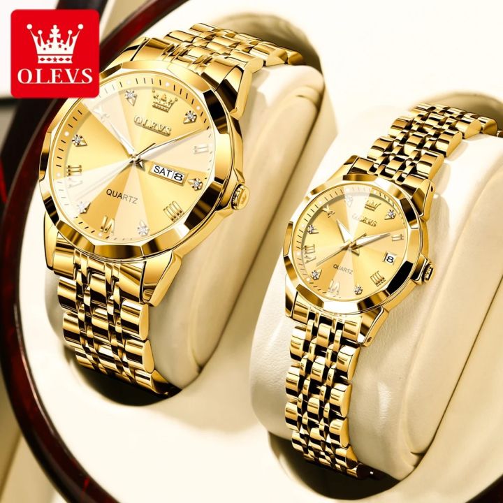 Ol-evs 9931 Replica Stainless Steel Top Brand Quartz Fashionable Wrist Couple Watch For Men-Women Watch For Men