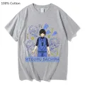 Blue Lock Football MEGURU BACHIRA Cartoon Dzirts Women/men 100% Cotton High Quality T Shirts Fashion T-shirts Short Sleeve Soft. 