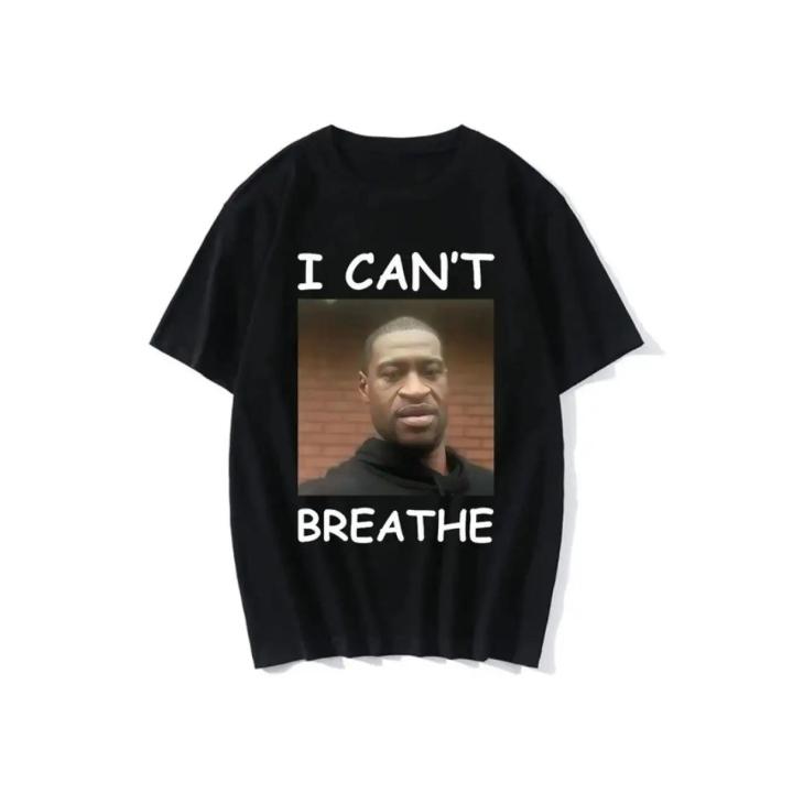 I Can Breathe George Floyd White Geek Letter Printed T-shirt Women's Casual Loose T-shirt Large Unisex Top 77899