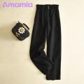 Amamia Loose Trousers Pockets Office Lady Straight Wide Leg Trousers. 