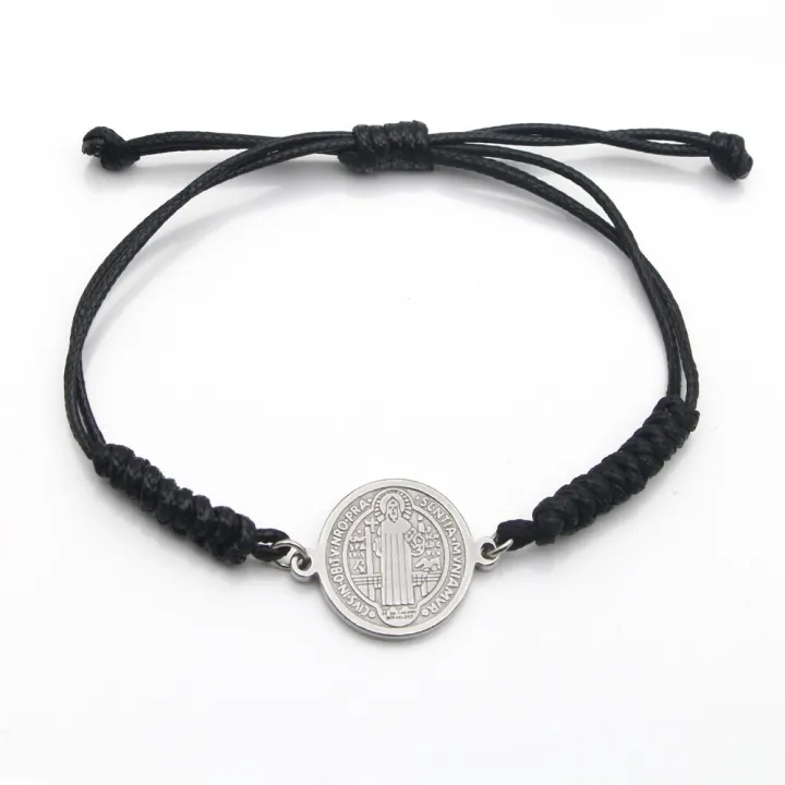 Catholic%20Religious%20Belief%20St.%20Benedict%20Cross%20Stainless%20Steel%20Bracelets%20Manual%20Chinese%20Knot%20Bracelets%20Men%20Adjustable%20Jewelry%20Gift%20-%20Image%204