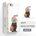 Jizetin (Free Lanyard) for iPhone 6 / 6S Back Cover Girl In Hat Luxury 6D Plating Case Side Pattern Soft Silicone Square Mobile Phone Cases.