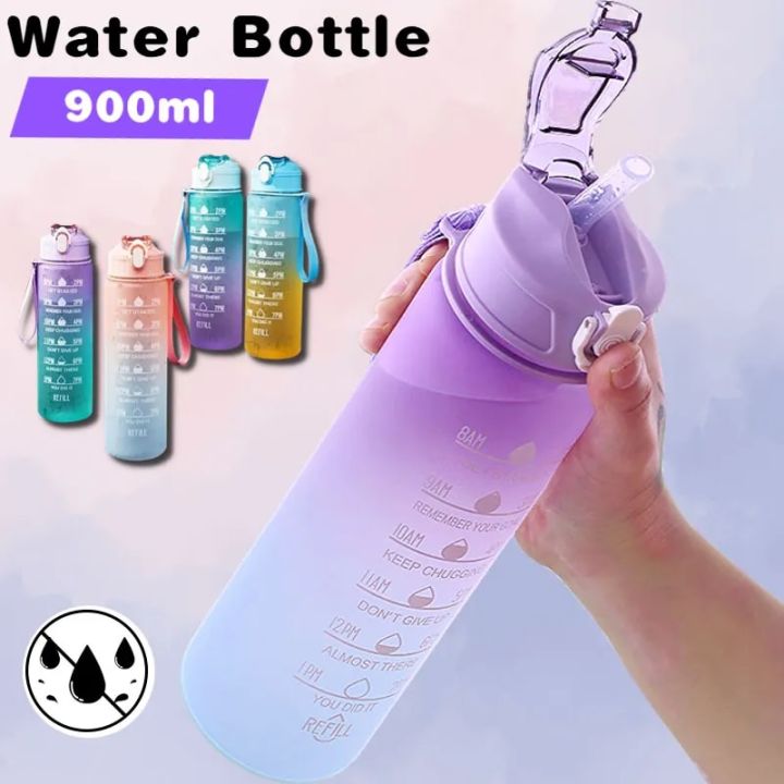 900ML Sports Water Bottle with Time Marker Leak-proof Cup Motivational Portable Water bottle for Outdoor Sport Fitness BPA FreeBasketball