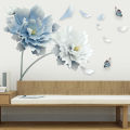 QI Blue Flower Wall Stickers Bedroom Living Room Tv Wall Background Decoration Home Decor.