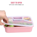4 Packs Meal Prep Lunch Containers with 4 Compartments, Reusable Bento Box for Kids/Toddler/Adults, Stackable Pink. 