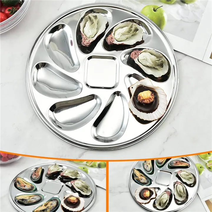 8PCS%20Oyster%20Plate%20Stainless%20Steel%20Oyster%20Plates%20Shell%20Shaped%20Oyster%20Container%20with%208%20Slots%20for%20Oyster%20Sauce%20-%20Image%205