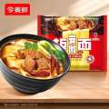 Jinmailang board bagged of non fried Anhui braised beef instant wide noodles, whole box 24. 