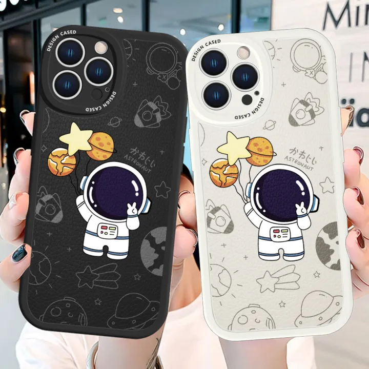 Hontinga%20for%20Samsung%20Galaxy%20A13%204G%20Back%20Cover%20PU%20Leather%20Space%20Astronaut%20Case%20Soft%20Silicone%20Edge%20Phone%20Cases%20-%20Image%203