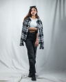 Plaid Flannel Jacket in Black and Grey.
