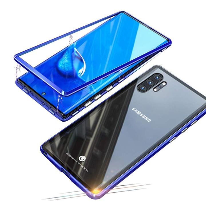 360 Full Case For Samsung Galaxy Note 10 Magnetic Metal Bumper back Tempered Glass Cover For Samsung note 10 Case