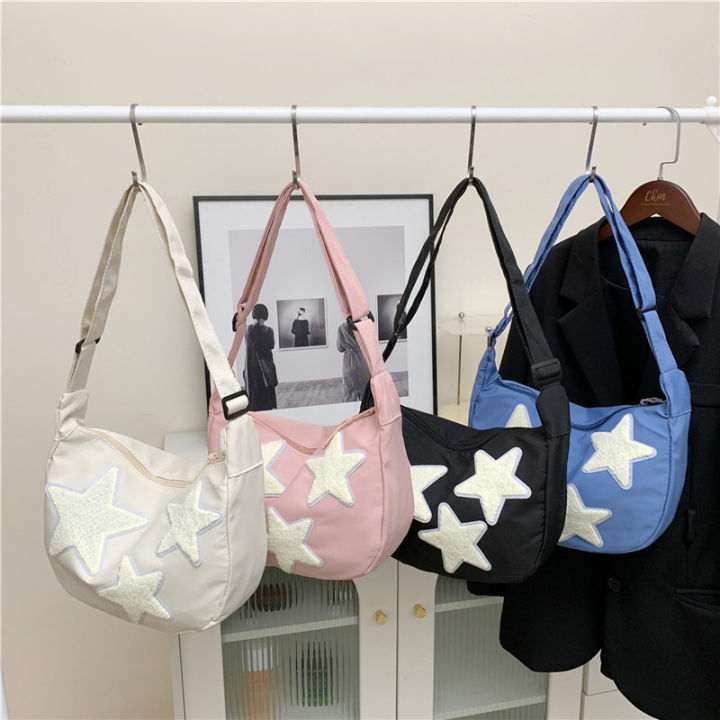New Cute Star Crossbody Bag Korean Shoulder Bag for School Girls Versatile Star Large Capacity Tote Bag