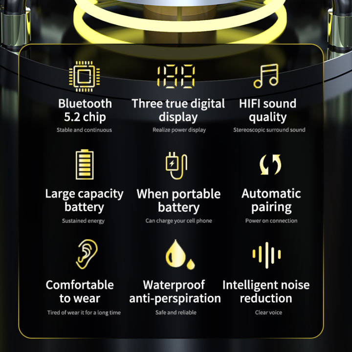J&N%20%20G28%20TWS%20Wireless%20Bluetooth%205.2%20Headphone%20Stereo%20Sports%20Waterproof%20Earhook%20Earphones%20With%20Microphone%203000mAh%20Charging%20Box%20Headset%20-%20Image%204