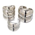 3Pcs Elegant Gold Geometric Curved Exaggerated Smooth Round Ball Open Rings Joint Ring Set. 