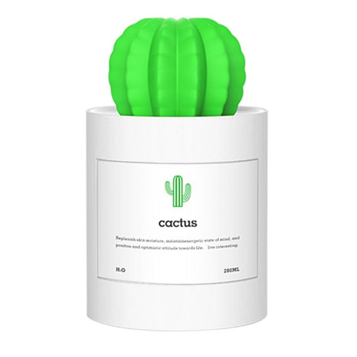 USB Air Humidifier Cactus Timing Aromatherapy Diffuser 280Ml ,White